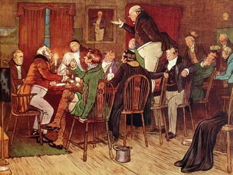 „The Eloquent Mr Pickwick”, ilustracja z „Pickwick Papers” Charlesa Dickensa (1812-70)